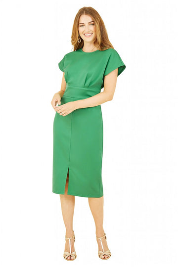 Green Scuba Kimono Sleeve Fitted Dress Yumi